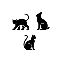 Set 3 minimalist animal silhouettes solid black shapes white background vector style
