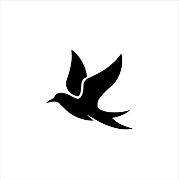 Bird silhouettes solid black shapes white background vector style

