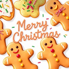 Naklejka premium Minimalist Merry Christmas with Cookie Letters