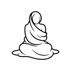 Stylized line art of a person sitting in meditation