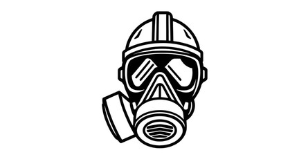 gas mask, vector, illustration, icon, protection, safety, respirator, mask, filter, air, toxic, pollution, chemical, military, defense, industrial, equipment, danger, hazard, protective gear, minimal,