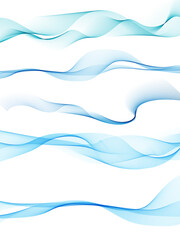 Abstract blue wave background. Five waves on a white background. Blue wave line bundle. Blue abstract wave line background design, Fluid flow gradient art.