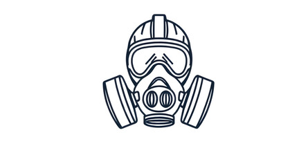 gas mask, vector, illustration, icon, protection, safety, respirator, mask, filter, air, toxic, pollution, chemical, military, defense, industrial, equipment, danger, hazard, protective gear, minimal,