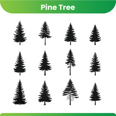 Stylized pine tree silhouette with clean lines and a natural feel