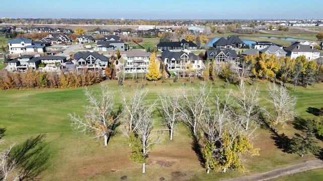 Autumn Aerial View of Greenbryre Estates Saskatoon