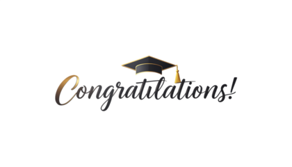 Graduation cap and congratulations text festive element for academic achievement celebrations isolated on transparent background