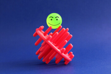 Happy ball on a sphere formed by statistical bars