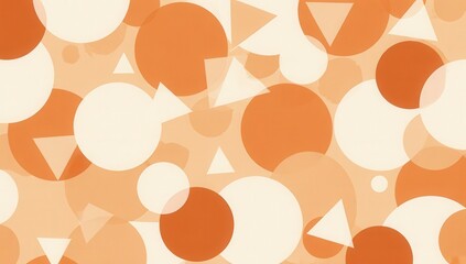 Geometric abstract pattern in warm orange and cream tones, featuring overlapping circles and triangles &mdash; modern, retro-inspired, and ideal for design or branding themes.