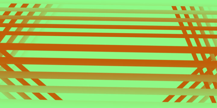 Abstract geometric pattern featuring intersecting orange lines on a vibrant light green background creating visual depth