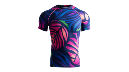 Colorful sports shirt featuring tropical leaf design perfect for gym workouts and outdoor activities Generative AI