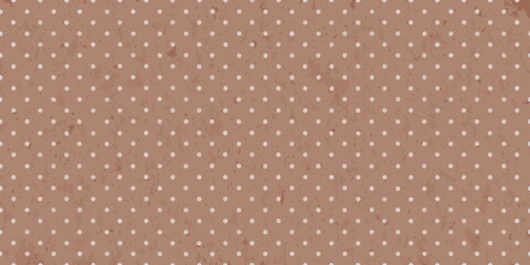 Retro brown paper texture with white polka dots seamless pattern background