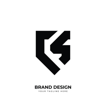 Letter Cs or Sc initial polygon shape simple logo