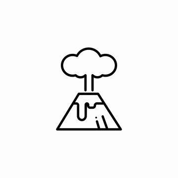 erupting volcano smoke icon sign vector