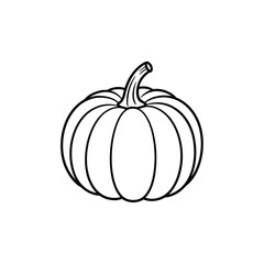 Simple outline drawing of a ripe pumpkin with stem