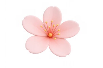 Pink cherry blossom flower art illustration, symbolizing spring, nature, renewal, and beauty on transparent background