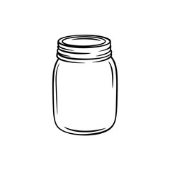 Simple hand drawn sketch of an empty glass mason jar