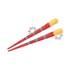 Illustration of Decorative Red and Gold Chopsticks