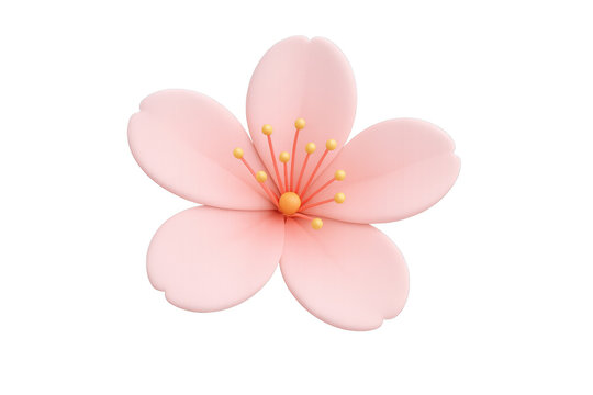 Pink cherry blossom flower art illustration, symbolizing spring, nature, renewal, and beauty on transparent background - Powered by Adobe