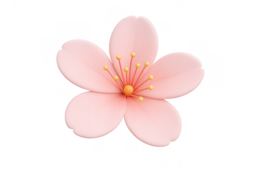 Pink cherry blossom flower art illustration, symbolizing spring, nature, renewal, and beauty on transparent background