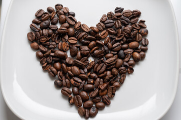 heart shaped coffee beans