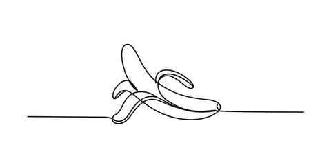 Continuous line drawing of a partially peeled banana art vector