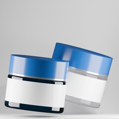 Two Blue Cap Cosmetic Jar Mockups