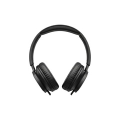 Fototapeta premium Black wireless headphones isolated on transparent background for listening to music