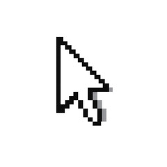 Pixelated cursor icon reminiscent of retro computers, a nostalgic symbol of early internet days, perfect for projects seeking a vintage digital aesthetic.