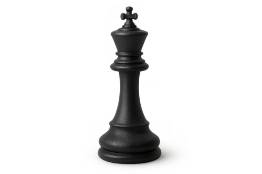 Black chess king piece standing alone, representing power, strategy, leadership, and success on a transparent background - Powered by Adobe