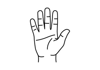 Icono negro de mano abierta en fondo blanco