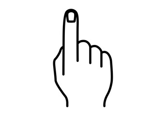 Icono negro de mano indicando en fondo blanco
