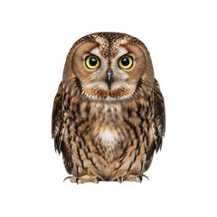 Portrait of a young tengmalms owl isolated on transparent background