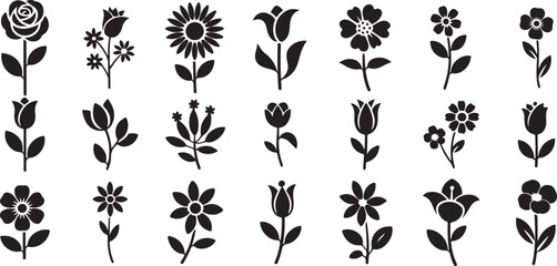Elegant floral silhouette collection, perfect for a range of design projects