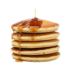 Pancakes with maple syrup isolated on transparent background, ready to be served