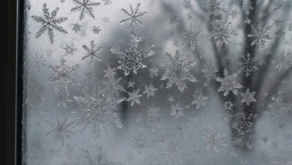 Snowflakes on a Window - A Winters Tale of Frozen Beauty.