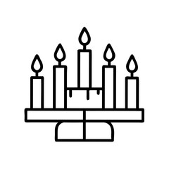 Candle holder with six candles in minimalistic design concept of icon  