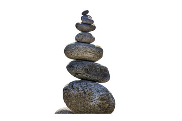 Stone Cairn Balance Tower Stack: Serene Rock Pile Symbolizing Stability and Tranquility