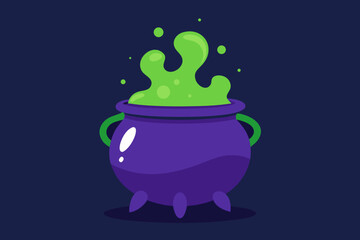 witch cauldron overflowing with glowing mist on transparent background