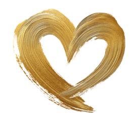 Gold Heart Brush Stroke isolated on a transparent background 1