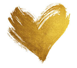 Gold Heart Brush Stroke isolated on a transparent background 4
