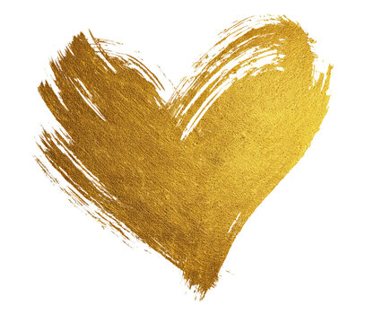 Gold Heart Brush Stroke isolated on a transparent background 4