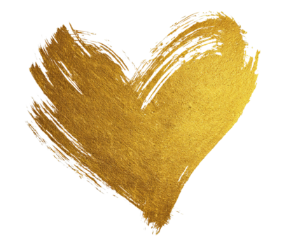 Gold Heart Brush Stroke isolated on a transparent background 4