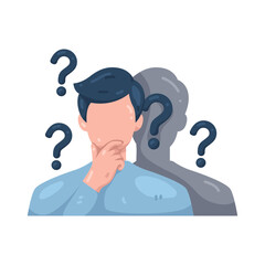 Illustration of Person Thinking with Question Mark