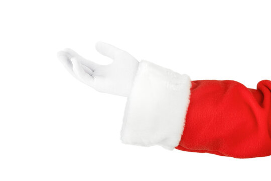 Christmas Santa Claus hand isolated on white background with clipping path. Design element.