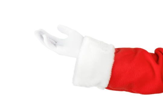 Christmas Santa Claus hand isolated on white background with clipping path. Design element.