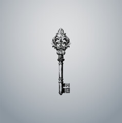 Elegant Antique Style Skeleton Key with Decorative Ornate Top