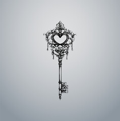 Classic Dark Vintage Skeleton Key Vector Illustration