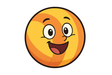 Fototapeta premium Happy cartoon face smiling, expressing positive emotion and joy, yellow emoji character vector art with transparent background