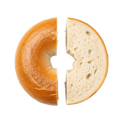 Halved bagel showing inside and outside isolated on transparent background