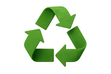 Green recycling symbol creating a continuous loop with arrows, representing reuse and environmental protection